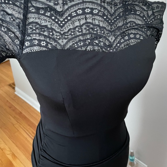 Lace Off Shoulder Mermaid whimsgoth Ruched Draped short sleeve Formal Evening - Picture 7 of 7